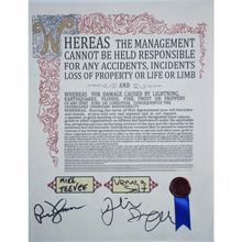 Load image into Gallery viewer, 8 1/2’’ X 11’’ WILLY WONKA CONTRACT - AUTOGRAPHED BY TWO