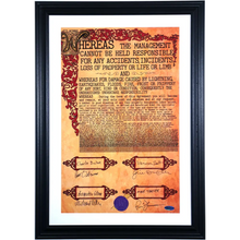 Load image into Gallery viewer, FRAMED 21” X 15” WONKA CONTRACT - AUTOGRAPHED BY FOUR