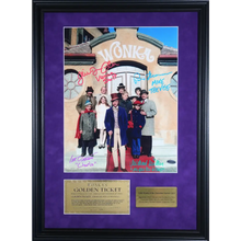 Load image into Gallery viewer, FRAMED 23” X 17” OUTSIDE THE WONKA FACTORY - AUTOGRAPHED BY FOUR